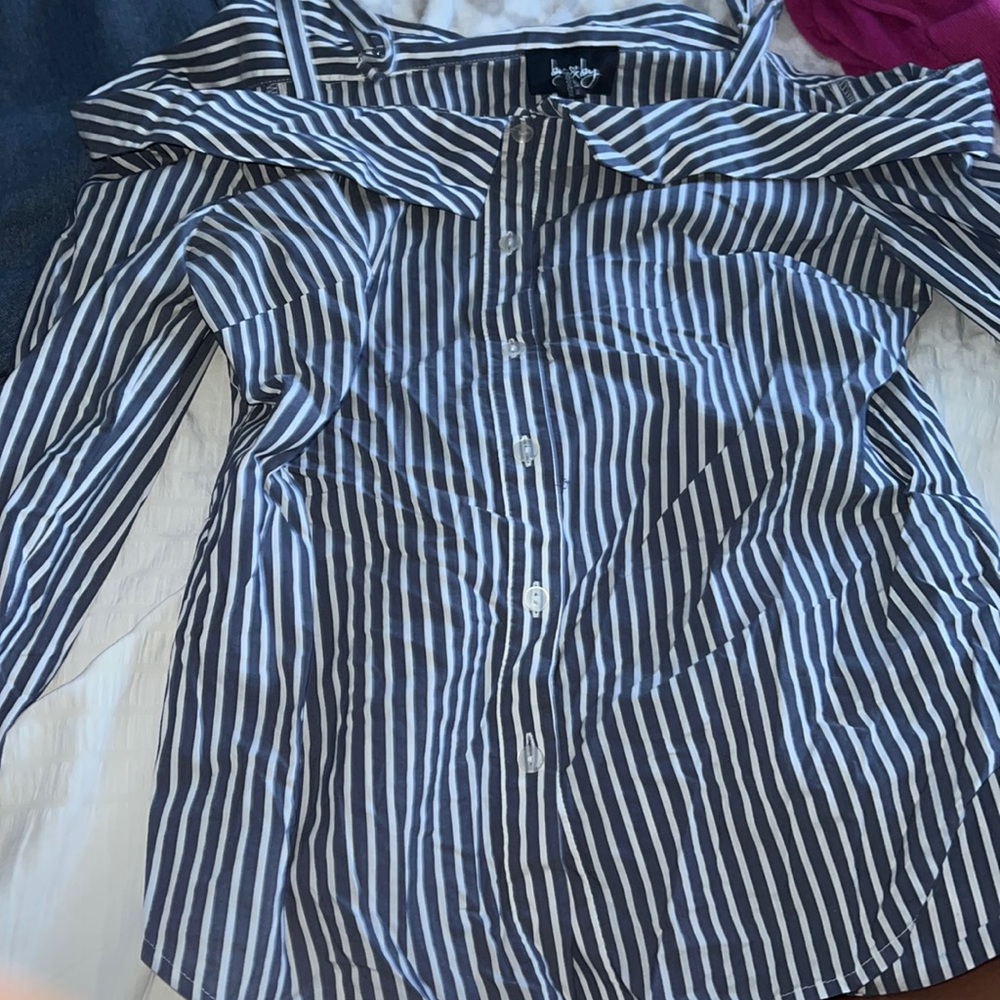 very cute button down stripe shirt!